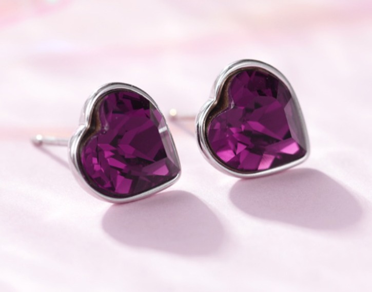 Aretes Corazon Lila